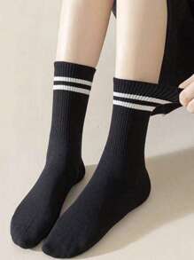 6 pares de meias altas femininas, meias esportivas finas, de cor sólida e longas, adequadas para primavera, verão e outono