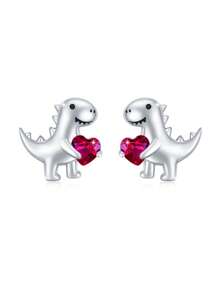 1 Paar süße S925 Sterling Silber Dinosaurier Ohrstecker, geeignet für täglichen Gebrauch von Frauen, Geschenk für Schwestern, beste Freunde, Geburtstag, Jahrestag