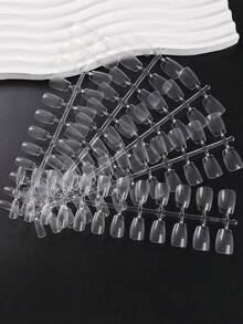 120 片装 Xxs 超短杏仁棺材指甲贴半哑光预锉软凝胶全覆盖假指甲适用于小号普通指甲床按压式指甲美甲用品 - 無色 - 查看 7