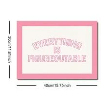 1 幅无框/带框万事皆可解决励志墙面艺术海报横向帆布印刷粉色简约励志名言画，适用于办公室、女孩房、卧室、宿舍、现代家居装饰、床上装饰 - 彩色 - 查看 8