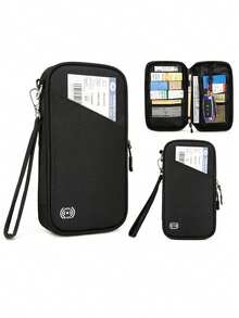 Multi-Functional Large Capacity Passport Holder, Family Document Organizer, Water Resistant Travel Wallet With RFID Blocking Passport Cover Passport Case Passport Wallet Passport Bag Passport Pouch For Travel For Back To School Lightweight - Black - View 2