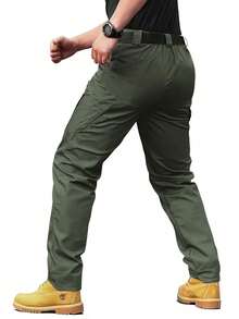 Men's Tactical Pants With Multiple Pockets, Waterproof Casual Pants, Wear-Resistant, Multiple Pockets - Verde - Ver 6