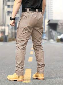 Men's Tactical Pants With Multiple Pockets, Waterproof Casual Pants, Wear-Resistant, Multiple Pockets - 卡其色 - 查看 6