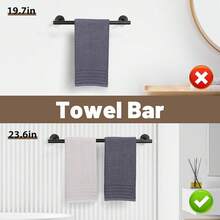 Bathroom Towel Holder Set, 6 Pieces Brushed Gold Towel Bar Bathroom Hardware Accessories Set, SUS304 Stainless Steel Towel Rack Towel Ring Toilet Paper Holder Set Wall Mounted-Yl - MATTE BLACK - View 3