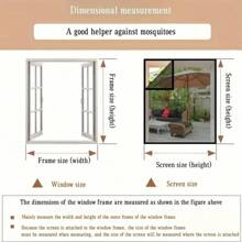 1 pieza Pantalla de malla a prueba de insectos de verano, pantalla de ventana transparente autoadhesiva de bucle y gancho transpirable, pantalla de puerta y ventana invisible de alta densidad, cortina antimosquitos y antpolvo, se ajusta a diversas puertas y ventanas, sin necesidad de perforación, extraíble y lavable, para todas las estaciones