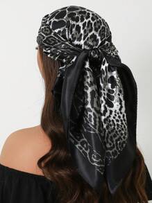 1pc 35.4 Inch Square Scarf, Fashion Printed 90cm Scarf Shawl Neckerchief Luxury Silk Feeling For Women, All Season