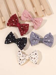 10 件适合幼儿女孩的星星图案发饰、多色蝴蝶结发夹、时尚百搭小辫发夹、女婴生日礼物、儿童婴儿发饰。 - 五角星圖案 - 查看 2