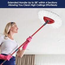 Spin Mop Handle Replacement Compatible With O Cedar Spin Mop And Bucket, 4-Section 30 To 58 Inchs Mop Replace Handle, Mop Stick For Floor Cleaning, Mop Head And Base Not Include