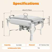 ZhdnBhnos ZhdnBhnos 6L Food Warmer Chafing Dish Heating Container Heating Container Square Self-Service Stove