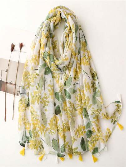 1入組簡約印花女士圍巾，新款秋冬保暖頸圍，時尚防曬披肩頭巾，頭髮裙裝理想搭配