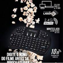 Mini Teclado Controle Sem Fio P/ Tv Smart Tv Box Pc Novo - Preto - Visão 5