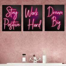 1pc/3pcs Set Modern Energize & Inspire Vibrant Neon Inspirational Posters,Room Decor, Gift For Friends Kits Wall Arts Decor, For Living Room, Bedroom, Office, Bar Wall Decor,Frame,Frameless.