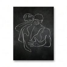 1pc/3PCS Wall Arts Posters Optional Frame Modern Wall Art Canvas Painting Bedroom Home Decoration Gay Gift Poster Men Kiss Embrace Love Prints Abstract Lines Simple