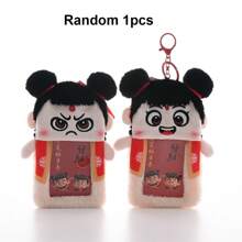 1pc Super Cute Furry Transparent Cartoon Card Holder, Ins Style Cartoon Plush Card Holder, Three Inch Photo Star Card Display Pendant, Multifunctional Id Card, Work Card, Student Card, Teacher Card, Medical Chest Card Available School Supplies,Back To School