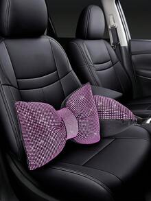 2pcs/1pc Shiny Car Pillow - Car Headrest Bow Neck Support Pillow, Driver Specific, With Shiny Rhinestone Bow Neck Support Accessory, Sleep Travel Support Neck Pillow, Shiny Rhinestone Interior Accessory, Suitable For Women - one-size - View 7