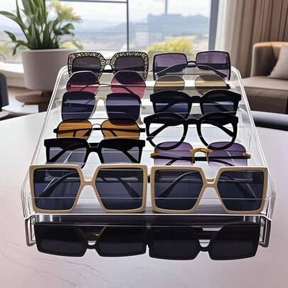 1 Peça Suporte de Exibição de Óculos de 7 Camadas com Design Transparente Multinível, Suporte de Armazenamento de Óculos de Material Transparente para Homens e Profissionais, Solução de Exibição Moderna para Óculos, Óculos de Sol e Leitores, Organizador de Penteadeira de Fácil Acesso, Sistema de Prateleira de Mesa Premium para Estilo e Organização, Cabe em Mesas e Penteadeiras Compactas, Adequado para Configurações de Estúdio e Exibições de Varejo; Ajuda a Evitar Arranhões e Mantém os Óculos Visivelmente Organizados; Projetado para Empilhamento Estável, Níveis Equilibrados e Organização de Longo Prazo que Melhora a Estética do Ambiente