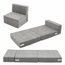 Lilypelle 6" Extra Thick Folding Sofa Bed, Tri Folding Floor Mattress, Sofa Futon Folding Chair Bed, Portable Floor Beds Folding Couch For Playroom - 灰色 - 查看 1