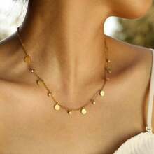 1 pieza Collar con colgante de acero inoxidable chapado en oro de 18 quilates y piedra de circonita cúbica para mujeres, adecuado para el trabajo, citas y fiestas