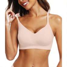 OEAK Womens Push Up Everyday Bras Comfortable Wireless Bralettes V Neck Seamless Bra Smooth Brassiere Wire Free Basic Bras - Medium - View 6