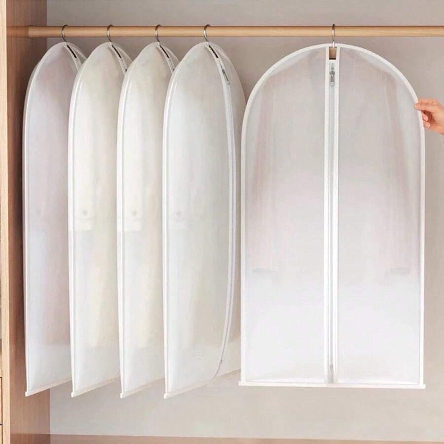 5 Pack Clothes Organizer Dust Cover Protective Cover Against Coat Bag Translucent Suit Cover - Bộ 5 - 60*90 - có khóa kéo - Xem 1