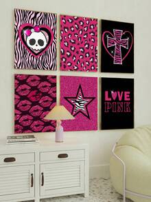 1 件帆布墙面艺术房间装饰美学，低俗的 Y2k 海报，适合女孩卧室，2000 年代热粉色墙面艺术，Emo Baddie 印刷品，适合女性公寓，无框 - 彩色 - 查看 1