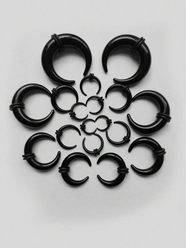 Set de 18/36/50 piezas de ganchos septum, ensanchadores y dilatadores en forma de C de acrílico, kit para expansión de piercings en nariz y orejas