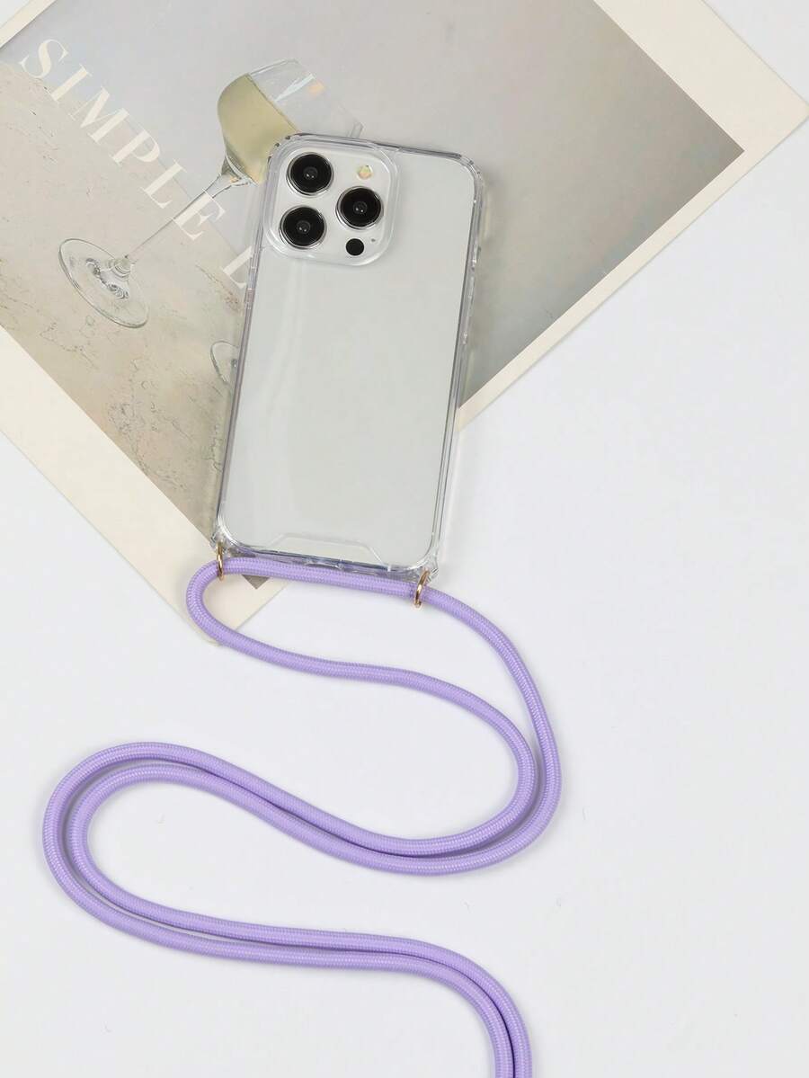 Minimalist Pastel Purple Lanyard Clear Phone Case - Clear - View 1