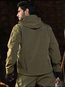 Military Soft Shell Tactical Jacket, Men's Waterproof Windproof Jackets, Men's Army Combat Hooded Coats - 軍綠色 - 查看 5