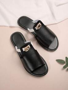 Wide Fit Women Flat Sandals, Strap Woven Slip-On Thong Sandals For Daily, Beach, Vacation, Dress, White Comfortable Lightweight Plus Size Flip Flops, Bohemian Style Gladiator Sandals For Women, Summer Wedding Holiday Essentials - Black - View 1