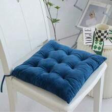 1pc 100% Polyester Thick Crystal Velvet Seat Cushion, With Ties, Suitable For Computer Office, Driving And People Who Need To Sit For A Long Time