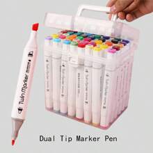 Set di 12/18/24/36 pennarelli a doppia punta olio, strumento di disegno professionale per disegno a mano di anime, set con punte sottili e spesse per studenti d'arte, alta qualità e convenienza, materiale scolastico resistente allo sbiadimento, per il rientro a scuola