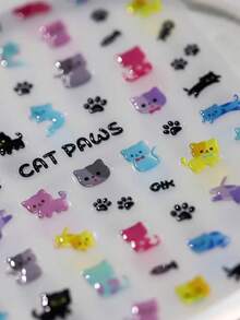 1 buc nou stil japonez drăguț jeleu Q-Pop pisică labă unghii autocolant, folosit pentru design drăguț stil de unghii, pisică labă unghii autocolant, impermeabil 3D jeleu cameră cort decorare autocolant, caiet autocolant pentru DIY gratuit