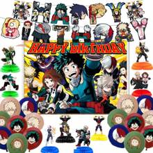 bandai Set de 17 globos de anime de Héroe Escolar - Juego de decoración de fiesta de plástico, que incluye pancartas de feliz cumpleaños, personajes y globos, adecuado para cumpleaños, aniversarios y celebraciones festivas de fans del anime