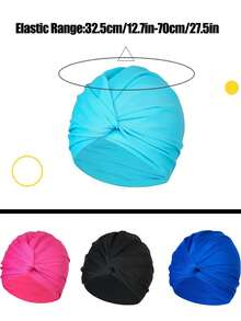 1 件防水黑色健身泳帽，布泳帽，无压力柔和布泳帽，高弹力面料，不勒头，优质泳帽，沙滩必需品，沙滩配件，泳池浮板 - 彩色 - 查看 4