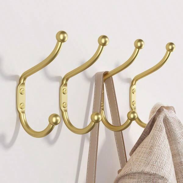 Gold Coat Hooks Wall Mount Wall Hooks For Hanging Heavy Duty Hooks Mudroom Hooks Metal Hooks For Hanging Clothes Towels Hats Keys Coats 4 Pack