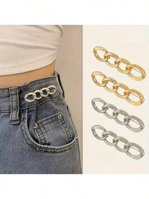 Cinturón ajustable de eslabones para la cintura, botones para jeans, faldas, accesorio de ropa de mujer, clips desmontables sin costura para apretar el denim, clips de cinta de denim de colores mixtos para apretar la camisa, pasadores de metal simples para la cintura, hebilla de bufanda estilosa dorada plateada, hebilla de pantalón, broche de suéter, accesorios de alfiler de chal para mujer en otoño, Halloween