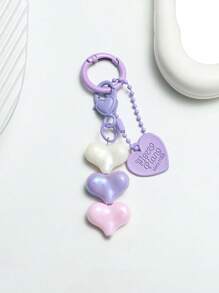 2D Flat, 1pc New Acrylic Colorful Heart Pendant Mobile Phone Case Ornament Accessories Earphone Bag Hanging Ornaments Car Accessories Bag Charm