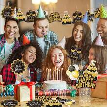 Happy Birthday Table Decorations, 36 PCS Black And Gold Table Decorations With LED String Lights, Happy Birthday Centerpieces Sticks Men Women, Party Supplies - 1 - View 4