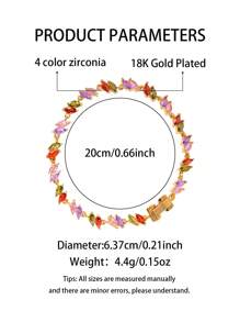 1pc Dopamine Colorful Zirconia 18K Gold Plated Ladies Bracelet.Gorgeous And Colorful Zirconia Decorative Bracelet,Stylish And Simple Summer Jewelry,Elegant Jewelry Gift.Suitable For Daily,Vacation,Party,Wedding,Gift.Valentine's Day Gift,Birthday Gift.