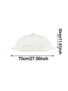 1 pieza Cubierta de malla plegable para alimentos, red de protección reutilizable y portátil contra insectos para paraguas protector de alimentos para verduras y cubiertas de mesa, adecuado para camping o restaurantes, cubierta de comida de fiesta extraíble y lavable, diseño de malla transparente - Multicolor - Ver 17