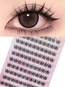 Ouye3 100片/盒 10排自粘睫毛可重复使用无胶假睫毛防水自然风格适合初学者化妆睫毛簇、睫毛簇、单根睫毛、睫毛、假睫毛 - C - 查看 5