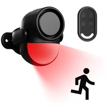 125db Loud Motion Sensor Alarm Indoor Wireless Infrared Security Motion Detector With Siren Light/Remote Control /3*AA Battery For Home/Shed/Garage