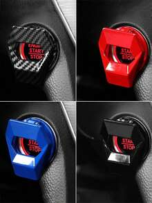 1pc Car One Click Start Decoration Circle Creative Decoration Car Ignition Switch Protection Cover Car Interior Decoration Patch - one-size - View 7