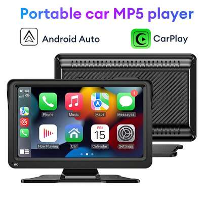 XUDA 2026新款7英寸通用便携式车载多媒体播放器，支持无线CarPlay和无线Android Auto，带触摸屏和遮阳板功能