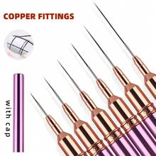 1pc Metal Handle French Stripe Liner Nylon Brush 3d Tips Manicure Ultra-Thin Line Drawing Pen Brushes Painting Nail Art Tools Christmas