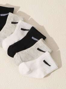 12pcs/Set Toddler/Infant Random Candy-Color Daily Casual Elastic Mid-Calf Socks, Summer