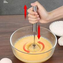 3/2/1 Pc Set Stainless Steel Semi-Automatic Egg Beater, Rotary Design Effortless & Efficient, Suitable For Whipping Cream & Eggs, Multipurpose Home Manual Whisk Tool, Durable & Easy To Clean