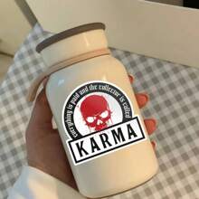 Karma Vinyl Stickers, Skull Red Stickers, Cool, Suitable For Car Bumpers, Water Cups, Tablets, Mobile Phone Cases, Etc., Disposable Stickers
