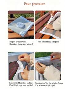 1 pieza Pantalla de malla a prueba de insectos de verano, pantalla de ventana transparente autoadhesiva de bucle y gancho transpirable, pantalla de puerta y ventana invisible de alta densidad, cortina antimosquitos y antpolvo, se ajusta a diversas puertas y ventanas, sin necesidad de perforación, extraíble y lavable, para todas las estaciones