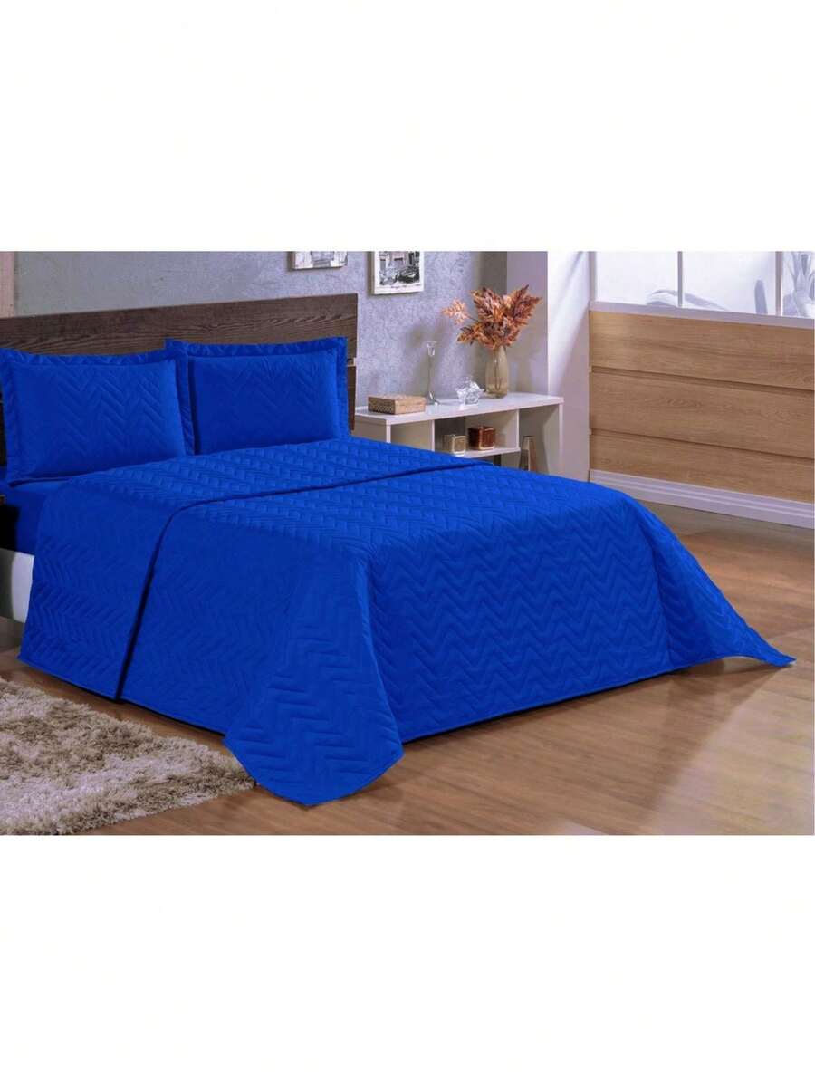 Imperium Double Bedspread Standard 3 Pieces Quilted Soft Touch Royal Blue - azul real - Ver 1